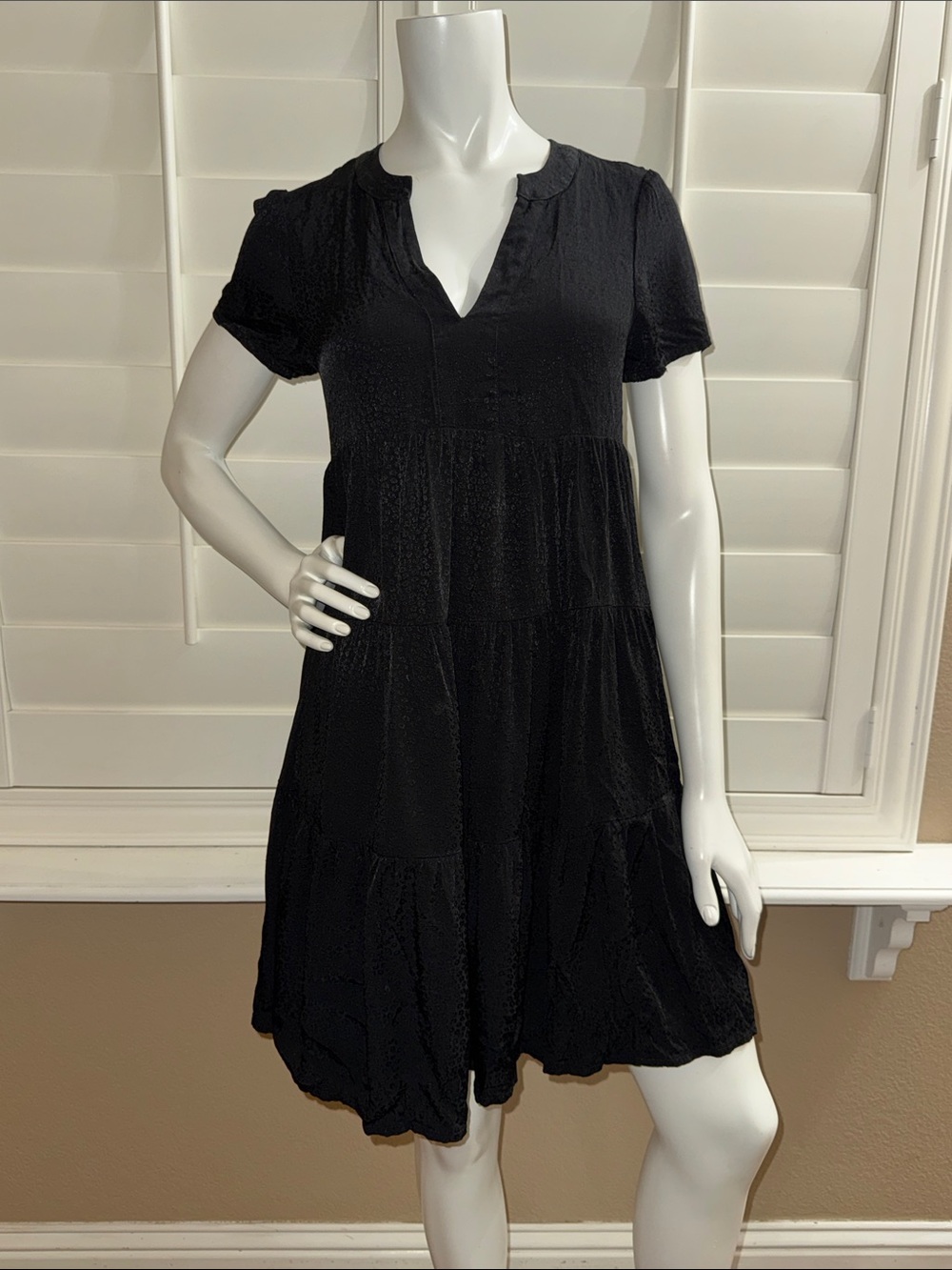 Maeve Sacha Jacquard Tiered Tunic Black